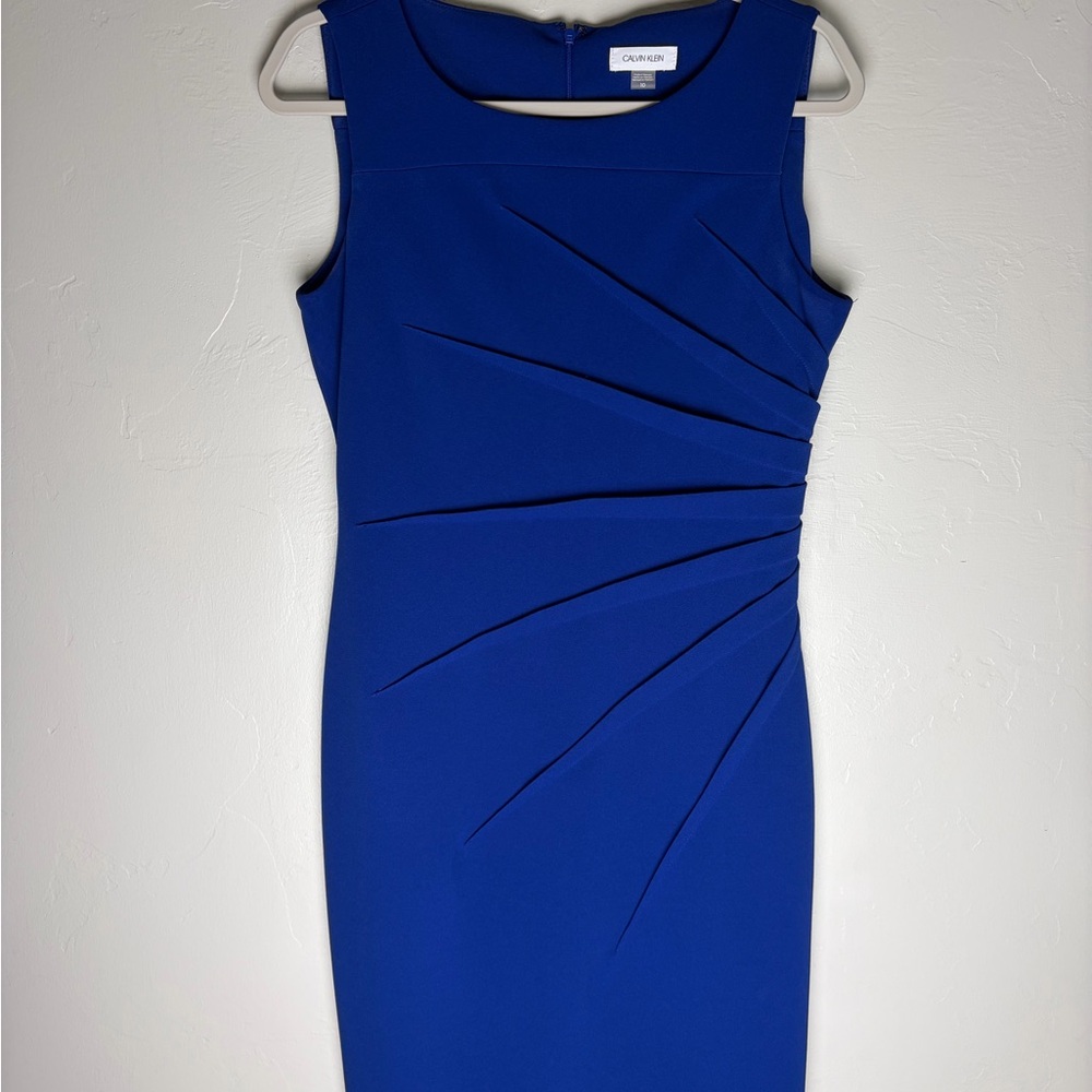 Calvin Klein Cobalt Blue Sleeveless Sheath Midi Dress